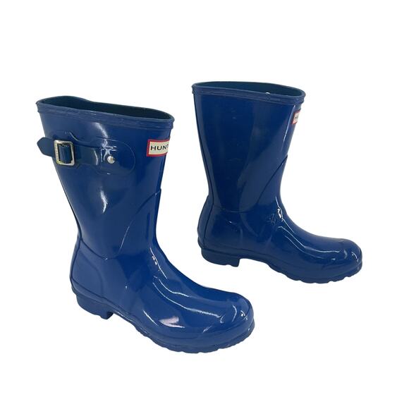 Hunter Women's Short Glossy Royal Blue Garden Rubber Rain Boots Size 6 - Good - Picture 1 of 6